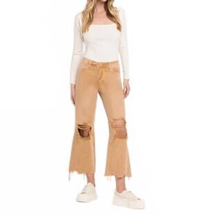 NEW VERVET BY FLYING MONKEY super high rise 90s vintage crop flare jeans in kiss